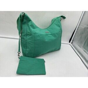Baggallini Large Green Nylon Companion Hobo Crossbody Bag Tote Purse W Pouch
